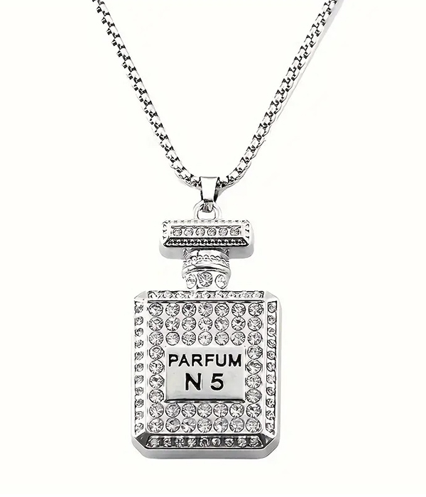 Crystal perfume bottle pendant necklace