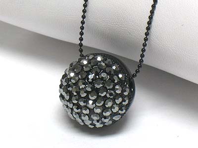 Crystal half fill enamel metal ball necklace