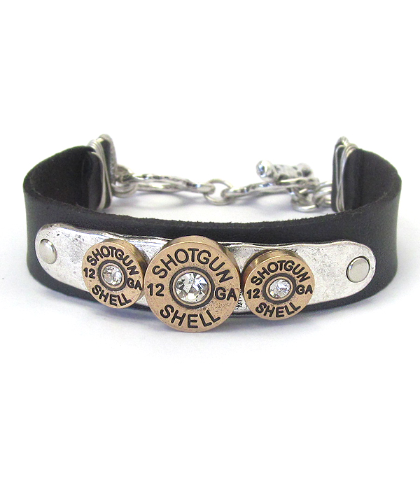 BULLET AND LEATHER BAND TOGGLE BRACELET