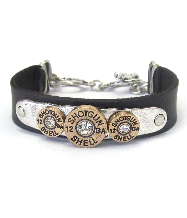 Bullet and leather band toggle bracelet