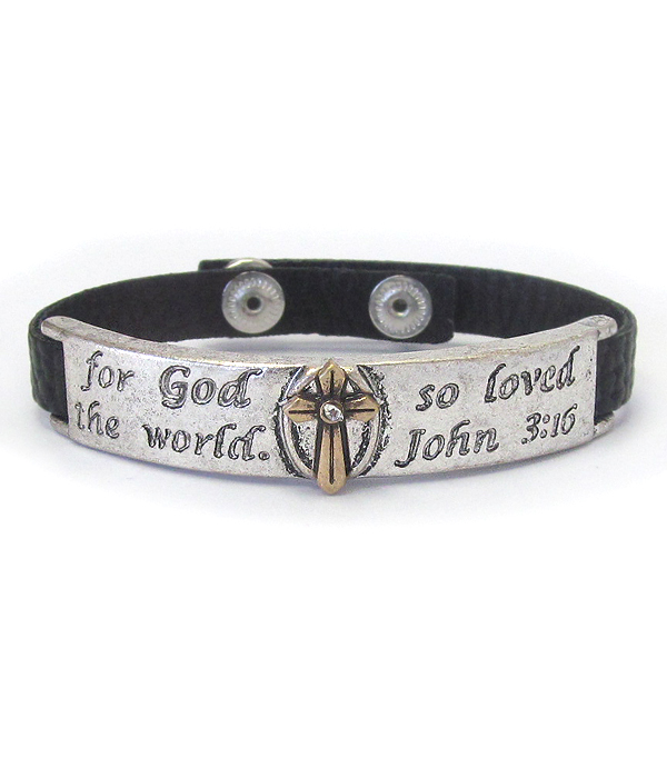 RELIGIOUS INSPIRATION MESSAGE LEATHER BAND BRACELET