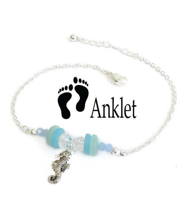 SEALIFE THEME SEAGLASS ANKLET - SEAHORSE sea glass