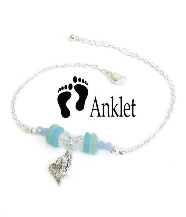 SEALIFE THEME SEAGLASS ANKLET - MERMAID sea glass