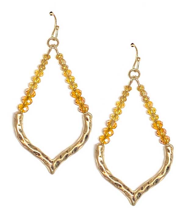 FACET STONE BEAD AND METAL MIX EARRING