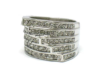 Boutique style crystal multi line paved ring