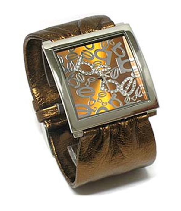 Desinger inspired wide leather band watch