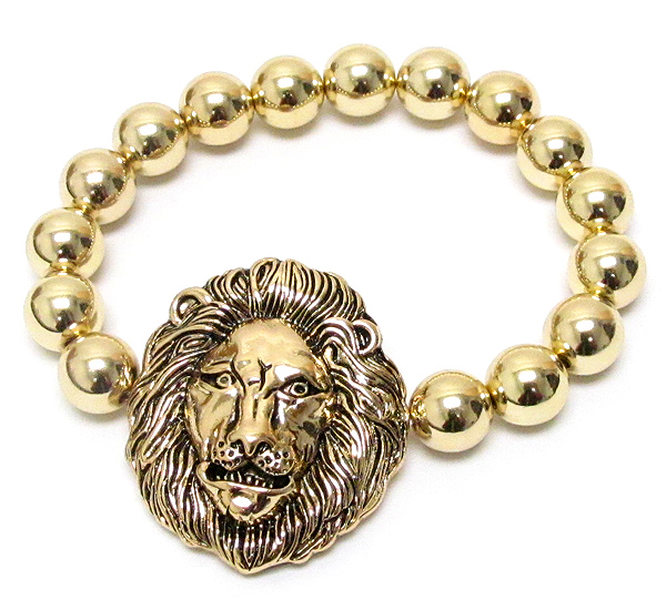 Lion head and metal ball rihanna style stretch bracelet