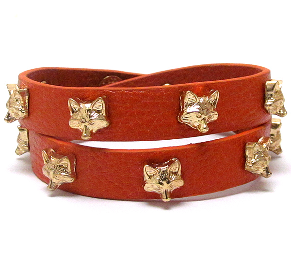 MULTI FOX DECO LEATHERETTE BAND RIHANNA STYLE WRAP BRACELET