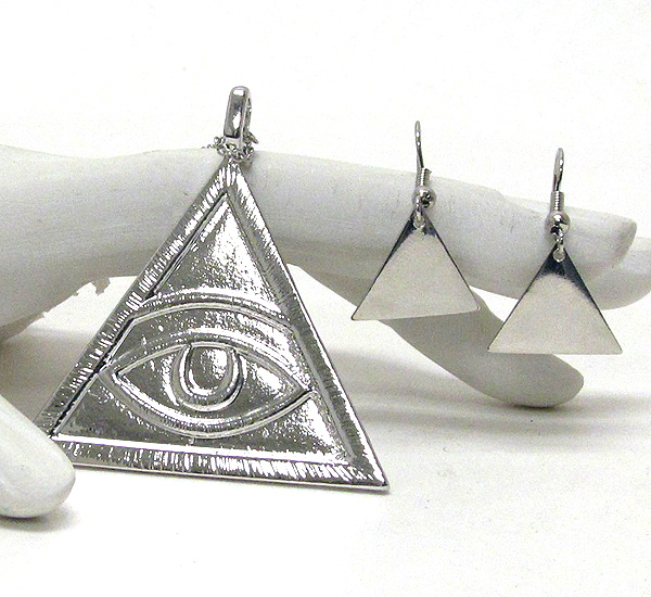 Eye of providence pendant necklace earring set