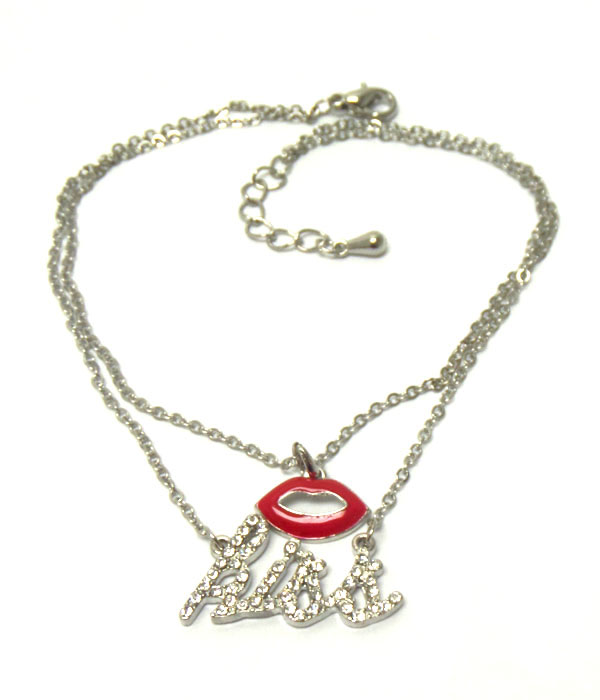 Crystal kiss and lip anklet