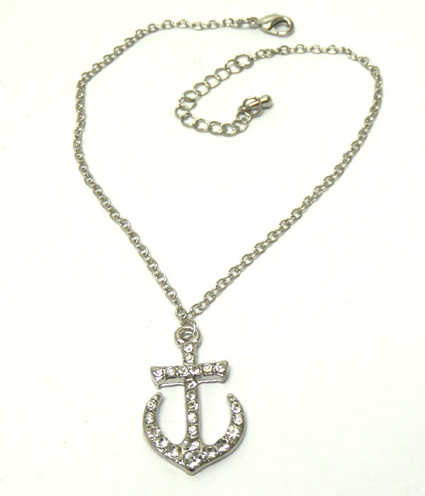 Crystal anchor charm anklet
