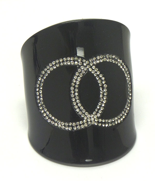 Crystal double circle acrylic bangle bracelet