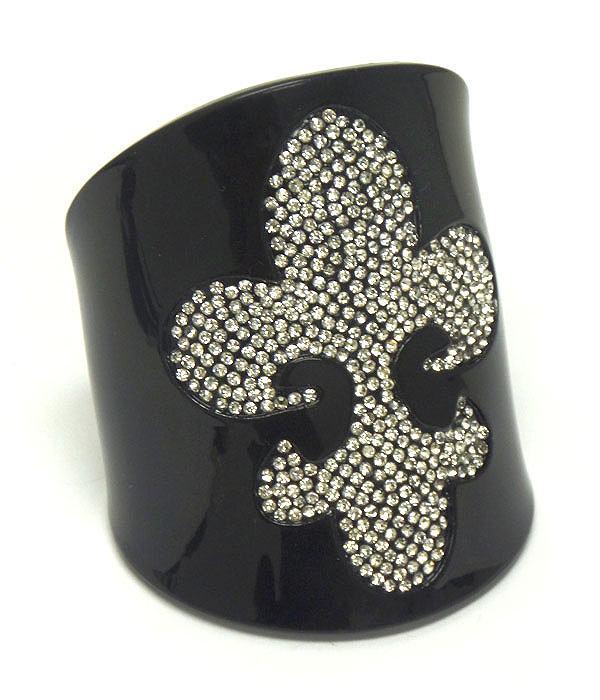 Crystal fleur de lis acrylic bangle bracelet