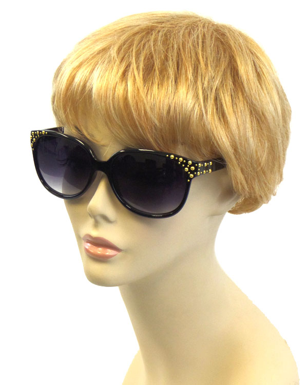 Round spike stud hinge sunglasses - uv protection