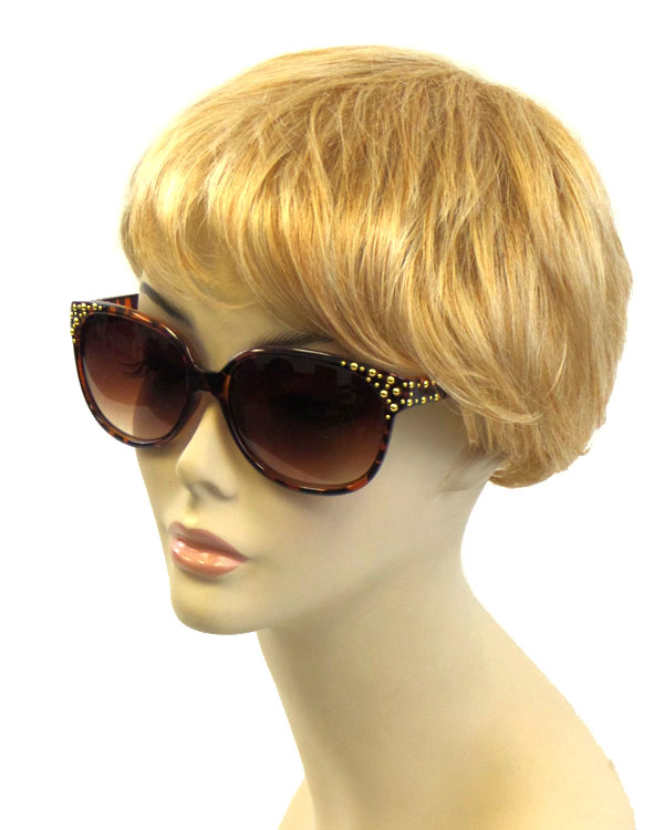Round spike stud hinge sunglasses - uv protection