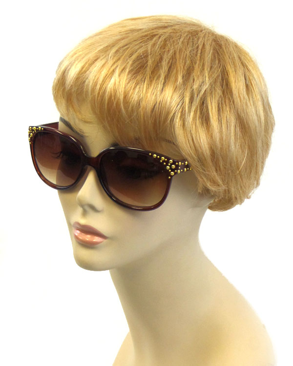 Round spike stud hinge sunglasses - uv protection