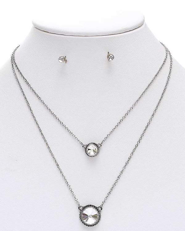 Teardrop glass double layer necklace set