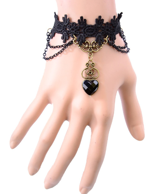 Heart drop steampunk lace bracelet