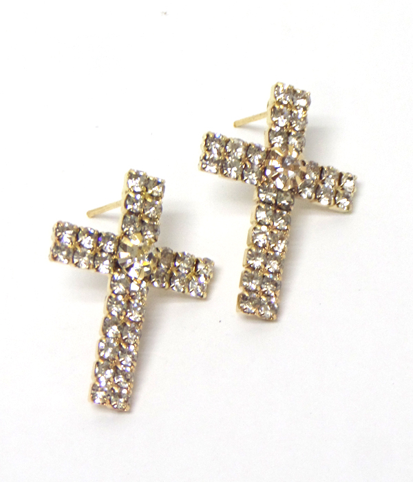 Crystal cross earring