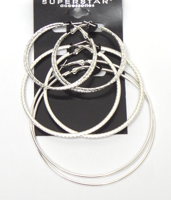 Twist hoop 3 pair earring set