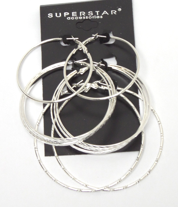 Twist hoop 3 pair earring set