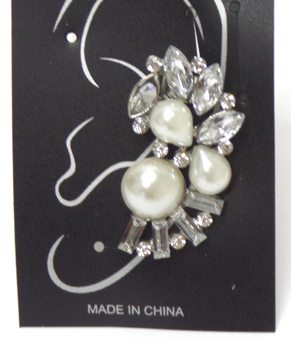 Crystal and pearl mix ear crawler