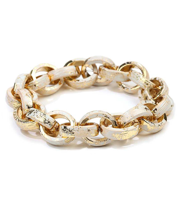 Patina brushed metal chain stretch bracelet