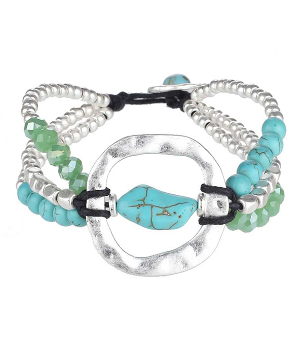 Semi precious stone and multi bead bracelet