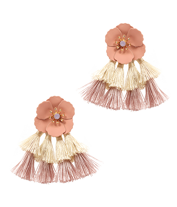 FLOWER AND THREAD EARRING
