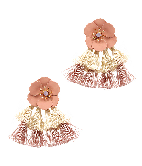 Flower and thread earring