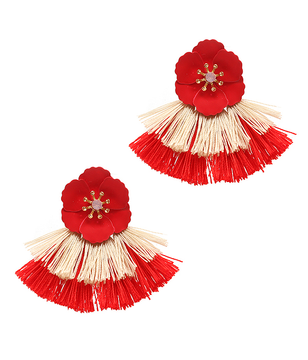 Flower and thread earring