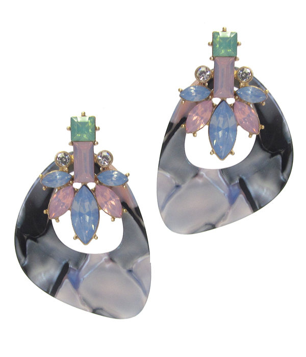 Organic cellulose and crystal earring