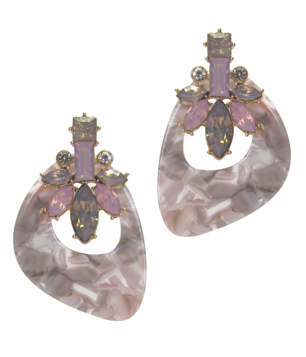 Organic cellulose and crystal earring