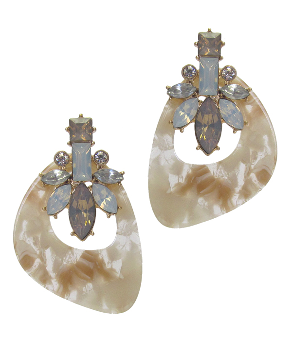 Organic cellulose and crystal earring