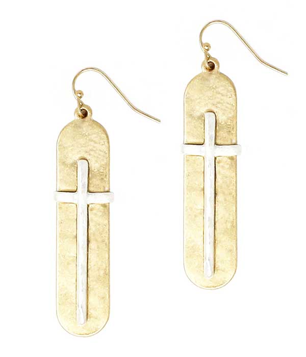 CROSS BAR DROP EARRING