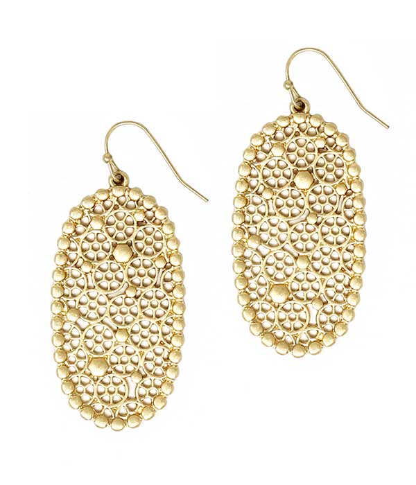 TEXTURED METAL OVAL EARRING