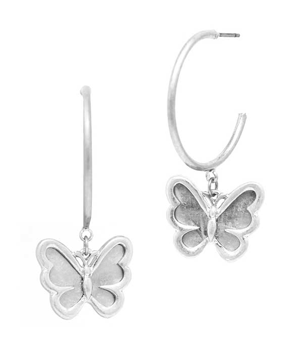 BUTTERFLY DANGLE HOOP EARRING