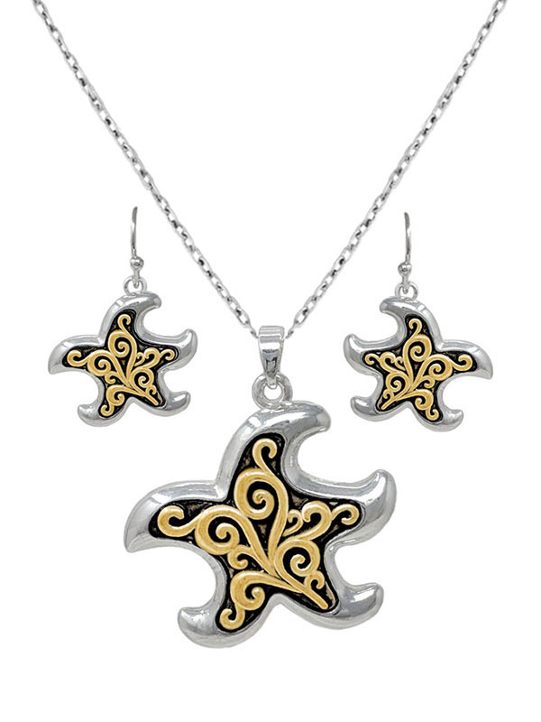 Sealife theme filigree necklace - starfish