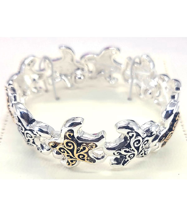 Sealife theme filigree stretch bracelet - starfish