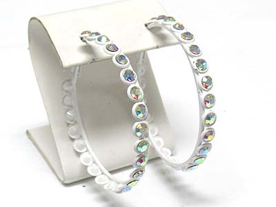 Crystal stud hoop earring - hoops