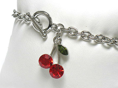 Crystal cherry toggle bracelet