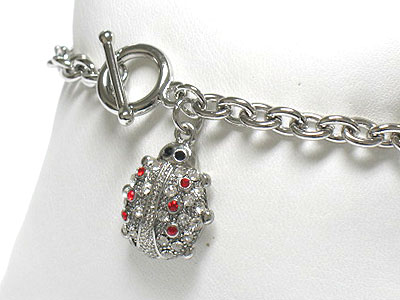 Crystal ladybug toggle bracelet