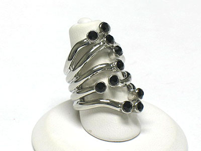 Crystal edge hinge metal fashion ring