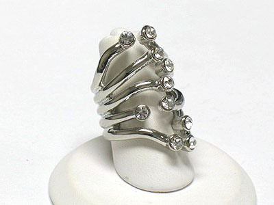 Crystal edge hinge metal fashion ring