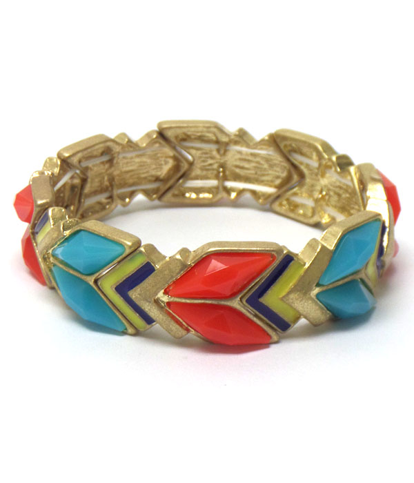 ARROWHEAD STONE MIX AZTEC PATTERN STRETCH BRACELET -western