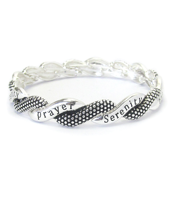 Religious inspiration metal casting stretch bracelet - prayer