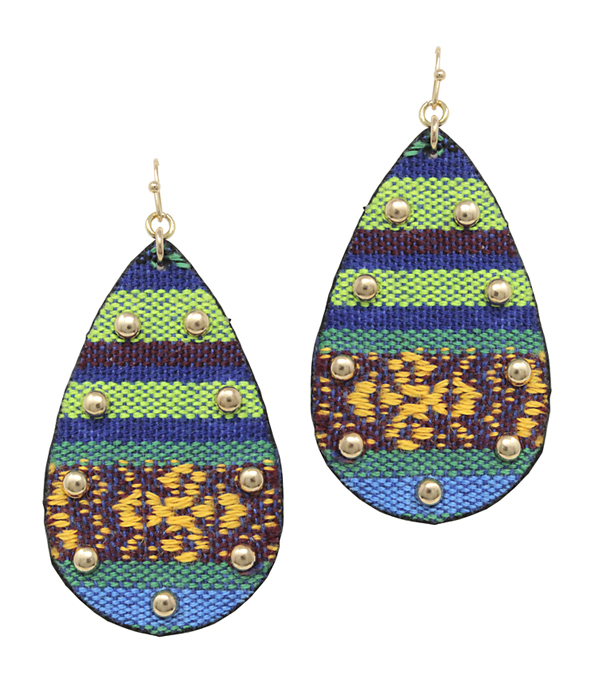 Serape pattern teardrop earring