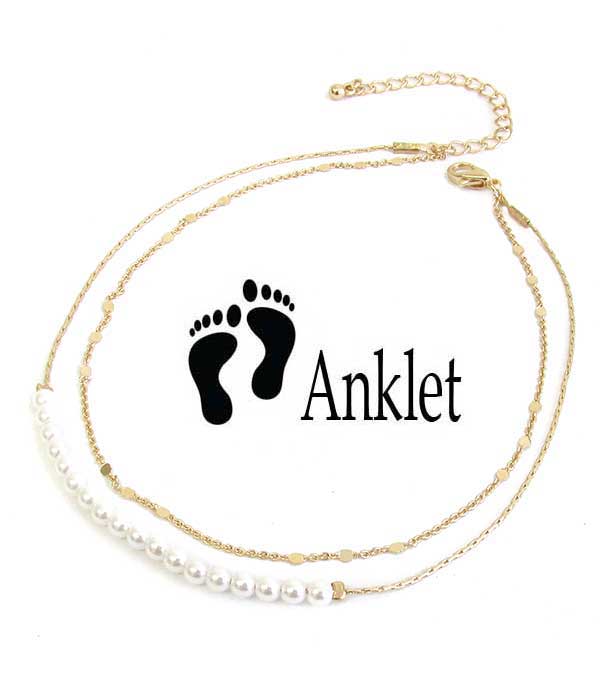 MULTI PEARL AND DOUBLE LAYER ANKLET