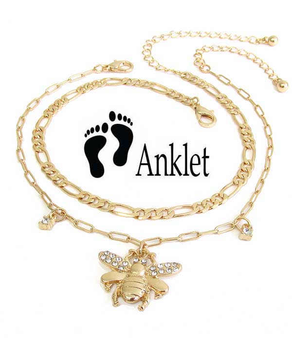 BEE CHARM DOUBLE ANKLET SET