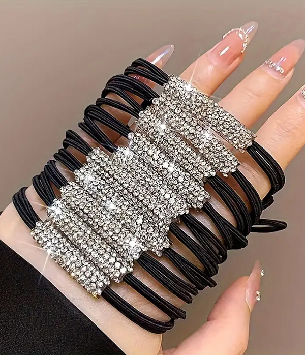 10 piece rhinestone hair ties